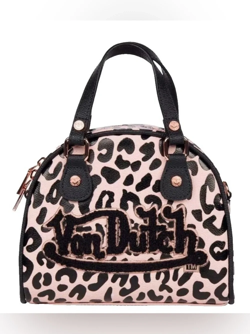 Von Dutch Pink Cheetah Small Bowling Bag